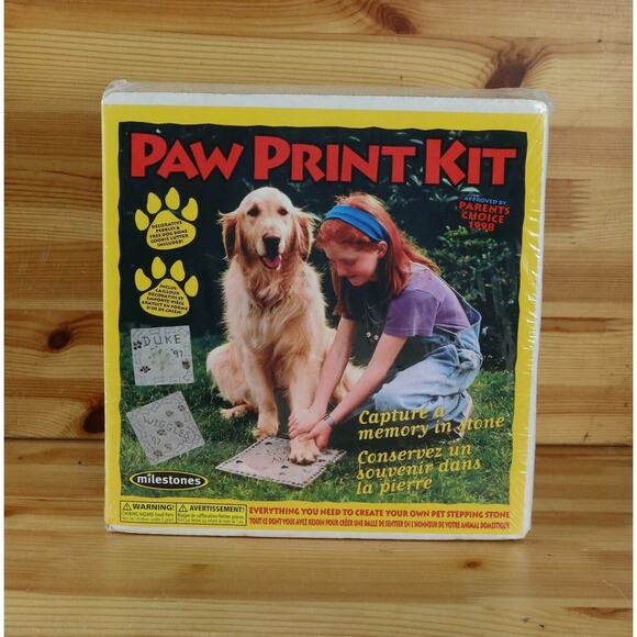 New Milestones Paw Print Kit Stonecraft Memory In A 8” Stepping Stone Arts Craft - Picture 1 of 3